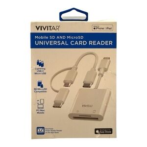 Vivitar Mobile SD & MicroSD Universal Card Reader | USB-C, Lightning, Micro USB